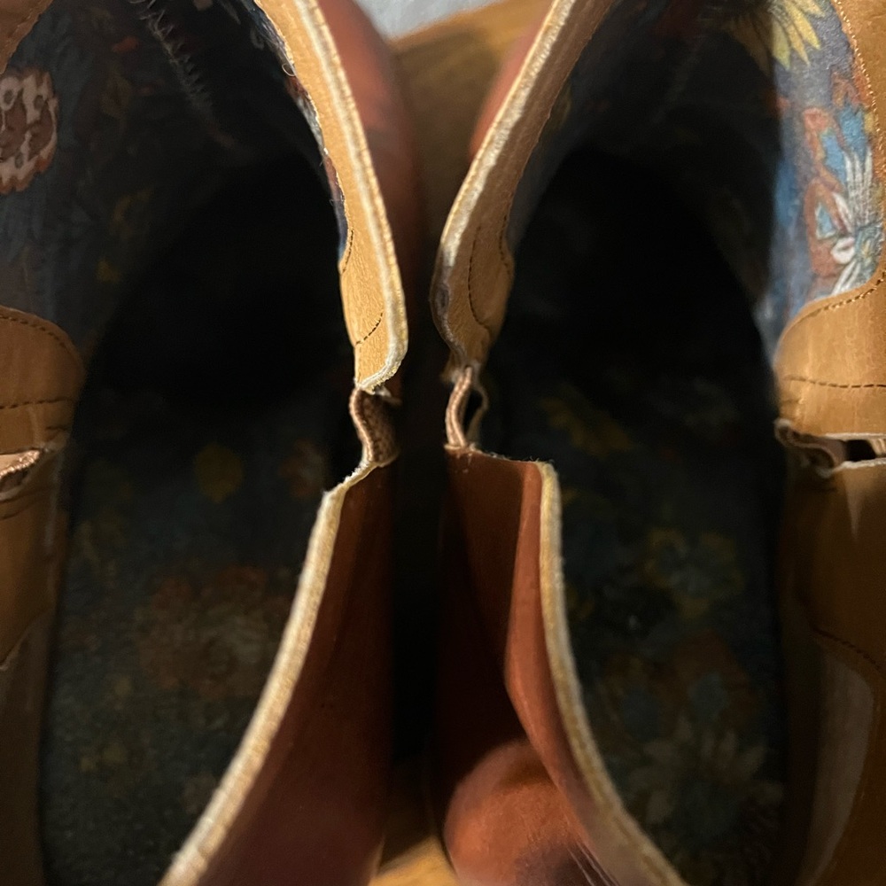 Korks Tan Cognac “Kari Block” Faux Leather Ankle Booties 3” Heel Size 8.5M - Picture 6 of 10